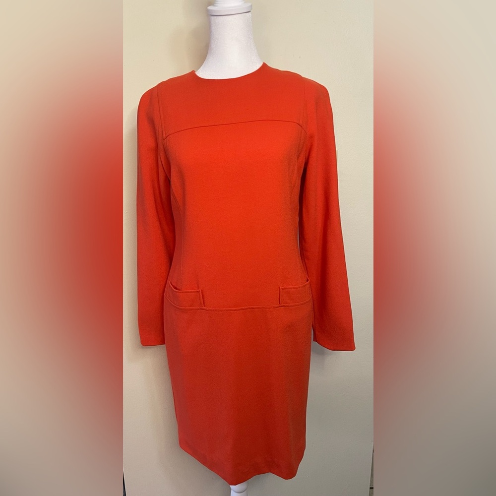 EVAN-PICONE Vintage 100% Wool Shift Drees Long Sleeve Pockets Petite 6P